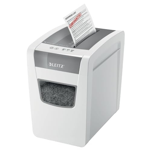 Leitz IQ Paper Shredder, Cross Cut, 10 Sheet, 6 Gallon Bin, P4 Security, Slim, Anti-Jam, Home Office (170004) - style: IQ Slim (10 Sheets)