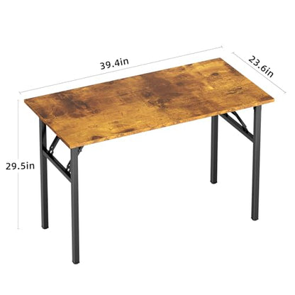 DlandHome 39.4 Inch Small Folding Computer Desk for Home Office, Retro - color: Retro, size: 39 Inches