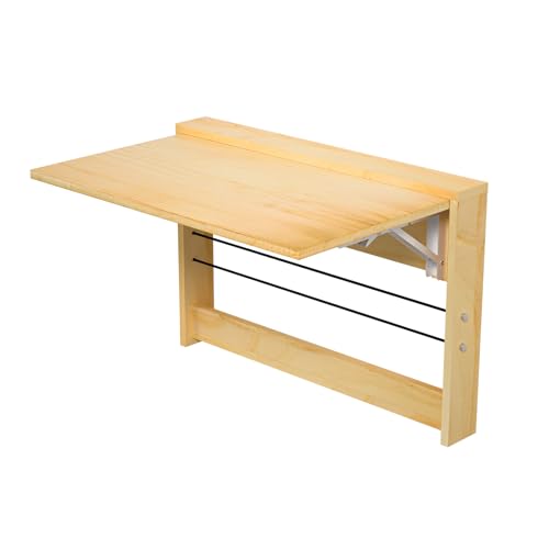 Wall Mounted Folding Table,Wooden Mounted Desk with Iron Bracket,Wall Desk Fold Down for Small Spaces,Laundry Room, Room, Study