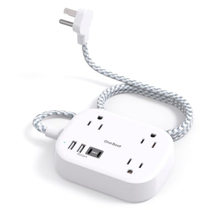 Cruise Essentials 2026,One Beat Travel Power Strip with USB C,Flat Plug 1ft - color: White, size: 1Ft