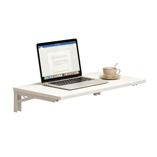 Need Wall Mounted Folding Table for Office Laundry - color: White Desktop & White Folding Shelf Brackets, size: L30" * W20"