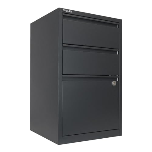 Bisley 3-Drawer Flush Front Vertical File Cabinet - Anthracite Grey - color: Anthracite Grey, size: 3 Drawer