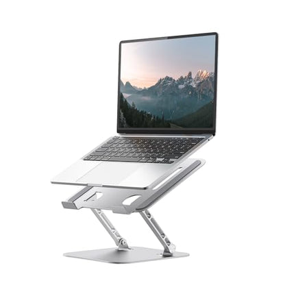 Laptop Stand for Desk, Adjustable Laptop Riser Holder | Aluminum Foldable Desktop Book Stands, Ventilated Cooling Computer Notebook Stand with 10-17" (Silver) - color: Frosted Silver