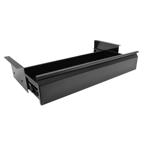 TFCFL Under Desk Drawer 22", Under Desk Mounted Sliding Pull-out Drawer, Storage Organizer for Sit Stand Workstation, Premium Sliding Security Drawers (Black, 22 Inch) - color: Black, size: 22 Inch