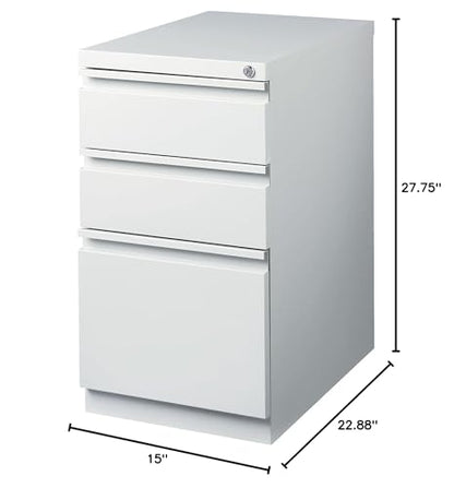 Staples 3-Drawer Vertical File Cabinet, Letter Size Documents, Lockable & Mobile, 23" D x 15" W x 27.75" H, Light Gray - color: Grey, size: 1 Pack, style: 23'' Depth