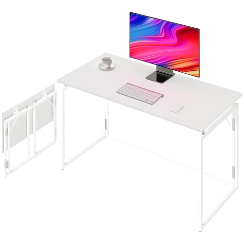 alawooder 39.4" Folding Desk: No Assembly, Wood Top for Small Spaces - color: White, size: 39.4"W x 19.7"D
