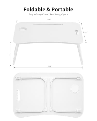 Ruxury Folding Lap Desk Bed Desk Laptop Table Tray, Breakfast Serving Tray, Portable & Lightweight Mini Table for Sofa Couch Floor - White - color: White