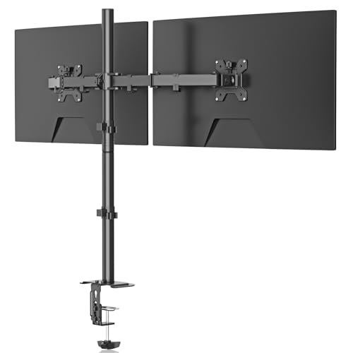 Suptek Dual Monitor Desk Mount, Adjustable Dual Monitor Arm for 2 Computer Screens up to 27 inch, Extra Tall 31.5" Pole Dual Monitor Stand for Desk, Holds up to 22 lbs(MD6842) - color: Black, size: 17"-27"