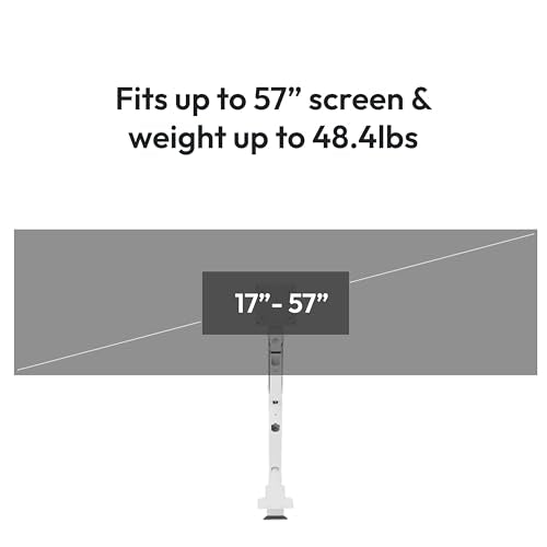 Pixio PS2S Titan White Ultrawide Mega Heavy-Duty Premium Single Monitor Arm Stand fits up to 57 inch Monitors Holds up to 59.4lbs VESA Compatible Integrated Cable Management - color: White, size: Single 17"-57"