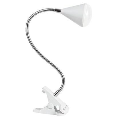 OttLite LED Cone Clip Lamp, Flexible Neck, White | Natural Daylight LEDs | Sturdy Clip | Adjustable Flexible Neck 9"-18.5" | 320 Lumens