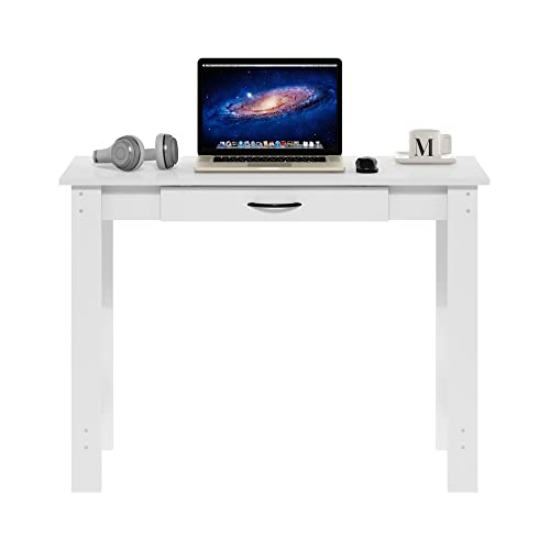 Furinno Jaya Writing Desk with Drawer, White - color: White, size: 39 inches