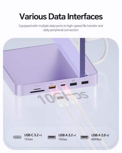 11-in-1 USB C Hub for iMac 24" M1/M3/M4 with M.2 NVMe 4TB SSD Enclosure | PULWTOP Alloy iMac Hub with HDMI 4K@60Hz, 2.5G Ethernet, 5 USB A/C 10Gbps, SD/TF, iMac M4 Dock for iMac 24" 2021-2024, Purple - color: iMac Dock- Purple