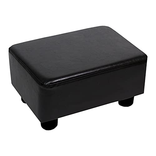 CAROLMADE Small Foot Stool Ottoman Footstool with Legs Under Desk Footrest for Living Room Bedroom and Office, Black - color: Pu Black, size: 11"d X 15.4"w X 8.3"h