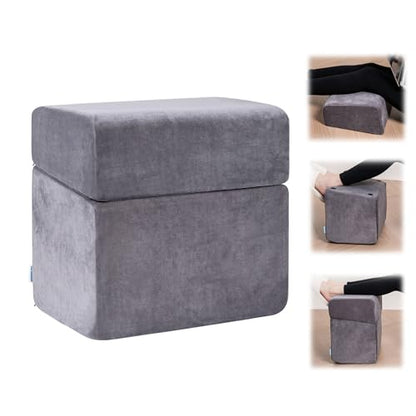 3 Adjustable Heights Foot Rest for Under Desk at Work - Ergonomic High Density Foam Footrest with Washable Cover, Foot Stools for Office, Home, Gaming (Grey)