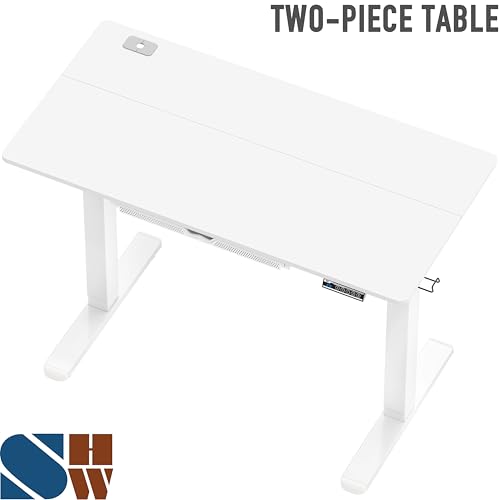 SHW 48-Inch Electric Height Adjustable Standing Desk w/Drawer, White - color: White, size: 48-Inch