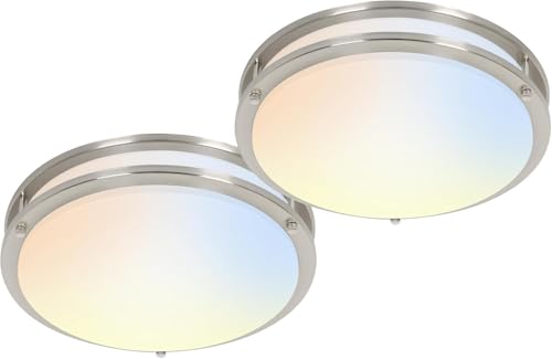 hykolity 16 inch Dimmable LED Flush Mount Ceiling Light Fixture,2200LM - color: Brushed Nickel, size: 16-inch