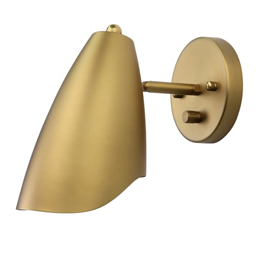 Pathson Modern Wall Sconce with Dimmer Switch, Brass Metal Wall Lamp Lighting, Adjustable Light Angle, E26 Bulb Base Reading Lighting for Wall Painting Bedroom Hallway Living Room Dining Room - color: Brass Type-2