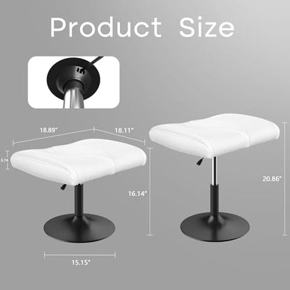 VECELO Foot Rest Under Desk Ottoman, PU Height Adjustable Footrest with Comfort Padding, Leg Rest for Desk for Relieving Leg Pain, Stiffness, and etc, White - color: White