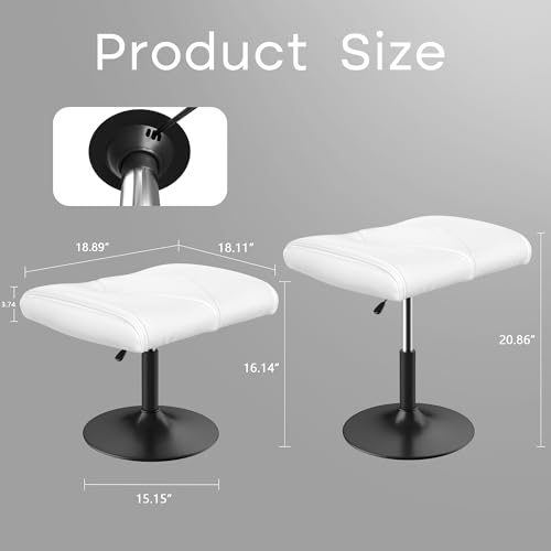 VECELO Foot Rest Under Desk Ottoman, PU Height Adjustable Footrest with Comfort Padding, Leg Rest for Desk for Relieving Leg Pain, Stiffness, and etc, White - color: White