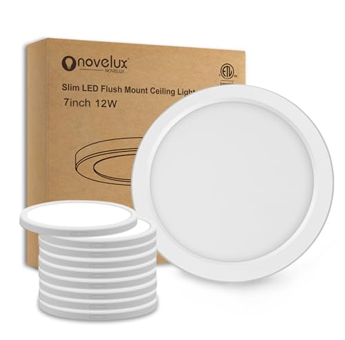 ETL Certified 7 inch Ceiling Light Flush Mount, Ultra Slim 0.63" Thick Round Flat LED Ceiling Lamp Dimmable 5000K Ceiling Light Fixtures for Bathroom, Kitchen, Basement, Hallway 10 Pack White - color: 10 Pack White, size: 7 inch