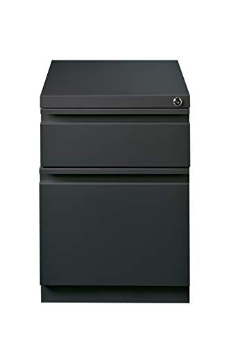 20 Inch Deep Metal Mobile Pedestal File 2 Drawer Box-File with Full Width Pull, for Home and Office, Holds Letter Width Hanging Folders, Charcoal - color: Charcoal