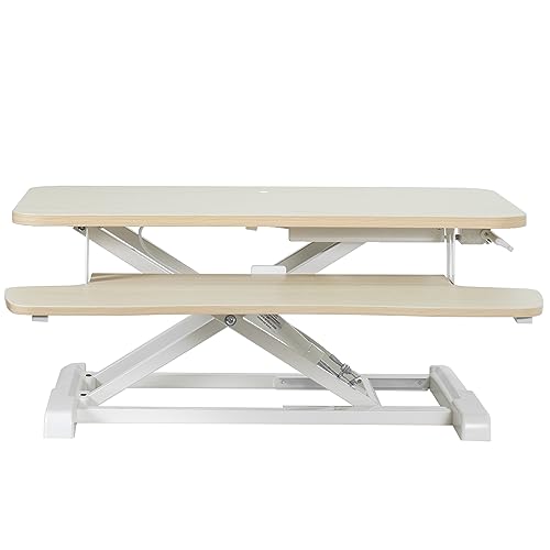 VIVO Light Wood 28 inch Standing Desk Converter, DESK-V028KF - color: Light Wood, size: 28"