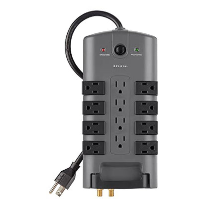 Belkin Surge Protector w/ 8 Rotating & 4 Standard Outlets (Pack of 5) - 8ft Sturdy Extension Cord with Flat Pivot Plug for Home, Office, Travel, & Desktop - Power Strip - 4320 Joules | space-saving design, rotating outlets, bulk pack for office, classroom