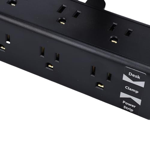 Desk Clamp Power Strip, Fire Retardant ABS with 13 AC Outlets and 4 USB Ports, Extra Long Cord for Home Office Desk (US Plug)
