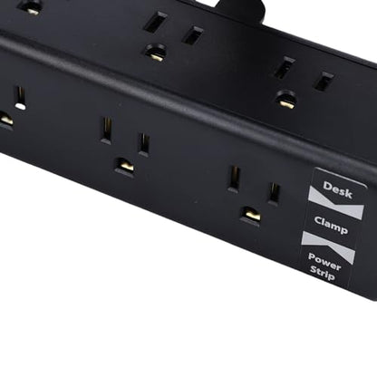Desk Clamp Power Strip, Fire Retardant ABS with 13 AC Outlets and 4 USB Ports, Extra Long Cord for Home Office Desk (US Plug)