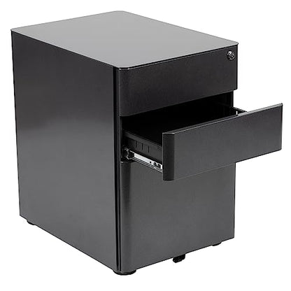 Flash Furniture 3-Drawer Locking Mobile Filing Cabinet, Black - color: Black, style: Modern