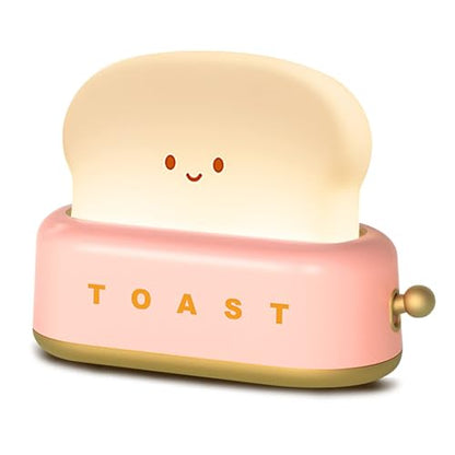 QANYI Cute Desk Decor Toaster Lamp, Kawaii LED Toast Bread Night Light Rechargeable and Portable Light with Timer, Christmas Gifts Ideas for Baby Kids Girls Teens Teenages - style: II Pink