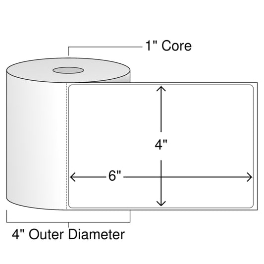OnlineLabels 4" x 6" Thermal Transfer - White Matte - 250/Roll, 16 Rolls - size: 16 Roll Pack