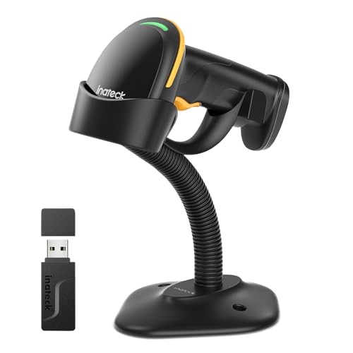 Inateck 2D Barcode Scanner with Intelligent Stand, Wireless QR Code Scanner, Handheld Scanner with APP and SDK, 2D Imager with 2600mAh Battery, BCST-35