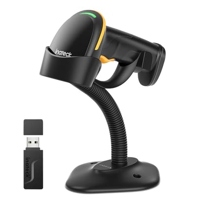 Inateck 2D Barcode Scanner with Intelligent Stand, Wireless QR Code Scanner, Handheld Scanner with APP and SDK, 2D Imager with 2600mAh Battery, BCST-35