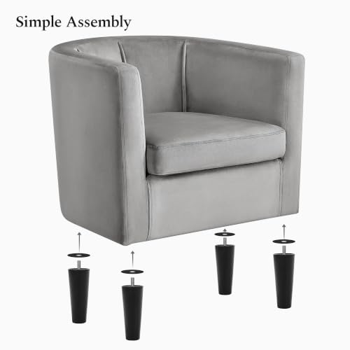 Yaheetech Barrel Accent Chairs Set of 2, Modern Armchairs, Gray | Soft Velvet Chair with High-Density Foam Seat, Upholstered Barrel Sofa Chair for Living Room Bedroom Waiting Room - color: Grey, size: Set of 2