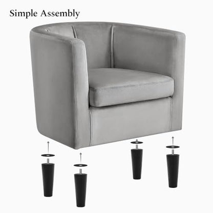 Yaheetech Barrel Accent Chairs Set of 2, Modern Armchairs, Gray | Soft Velvet Chair with High-Density Foam Seat, Upholstered Barrel Sofa Chair for Living Room Bedroom Waiting Room - color: Grey, size: Set of 2