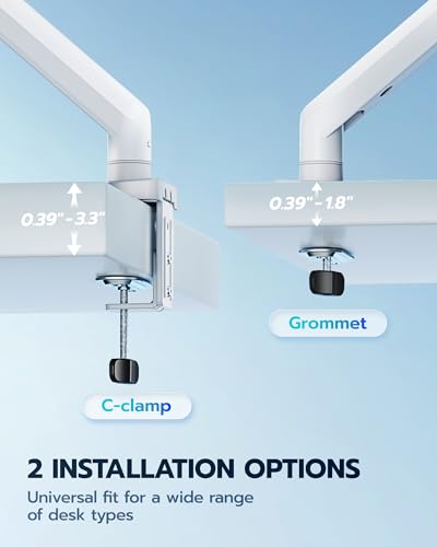 ARES WING 17-40 Inch Heavy Duty Monitor Arm, White - color: White, style: Non USB
