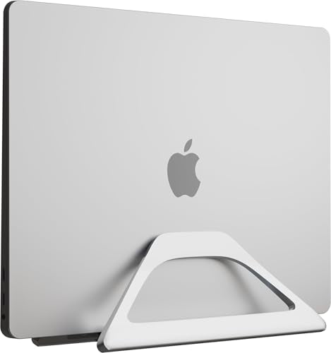 Elestoria Aluminum Vertical Laptop Stand with Gravity Auto-Lock – Adjustable Laptop Holder Vertical fits MacBook Pro/Air, Chromebook & Gaming Laptops up to 17.3" – Space-Saving Desktop Dock - Silver - color: Silver