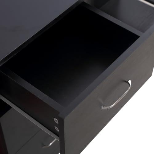 HOMCOM Computer Desk with Drawers, 47" Home Office Desk with Storage, Black - color: Black
