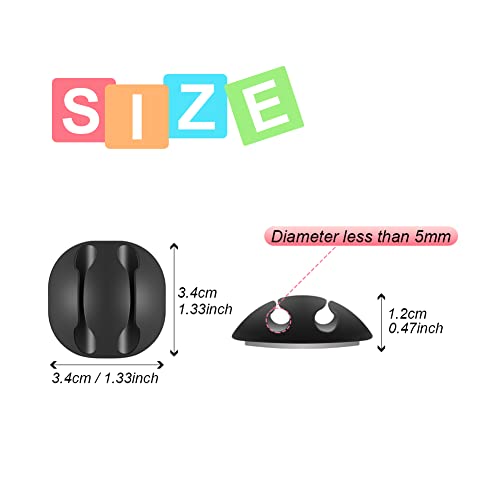 Shintop 6pcs Black Double Cable Clips for Organizing Desk Phone Charger | Self-Adhesive Cord Holder, Desk Cable Management for Nightstand Cord, Easy Cable Access, Less Slipping, Residue-Free - color: Black, size: Large