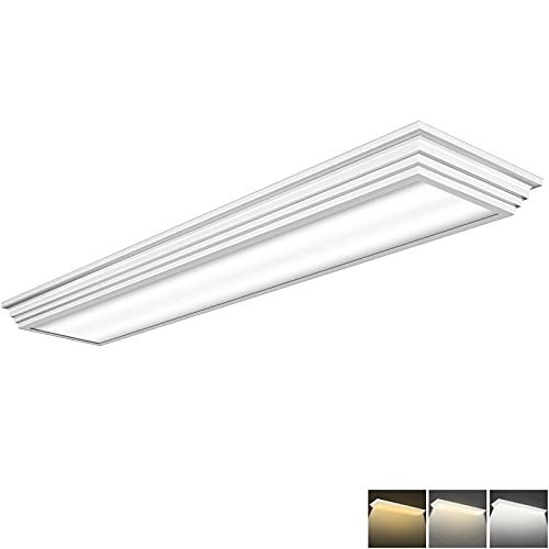 FAITHSAIL Dimmable 4FT LED Wraparound Light, 3 Color Temperature 3000K/4000K/5000K CCT 50W 5500LM 4 Foot Kitchen LED Light Fixture, Flush Mount 48 Inch Linear Ceiling Lighting Fixture, 1 Pack - size: 4 FT-1 Pack