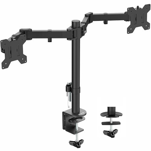 VIVO Full Motion Dual Monitor Desk Mount Clamp Stand VESA, Double Center Arm Joint, Holds 2 Screens up to 34 inches, STAND-V102D