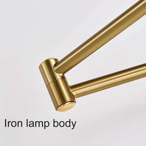 Modern Iron Swing Arm Wall Sconce Gold and Black Adjustable Wall Lamp Fixture for Bedroom Bedside Living Room Reading Mid Century Industrial Wall Mounted Lighting E26 Base Hardwired(Gold) - color: Gold
