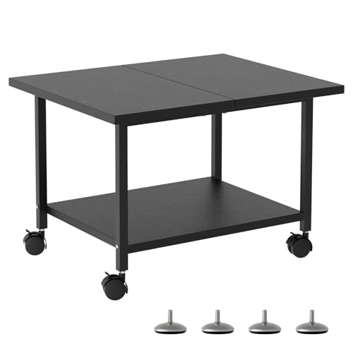 SwaaVee Printer Stand, 2-Tier Under Desk Printer Stand, Printer Cart with Wheels for Home, Office, Heavy-Duty Storage Shelf, Black - color: Black