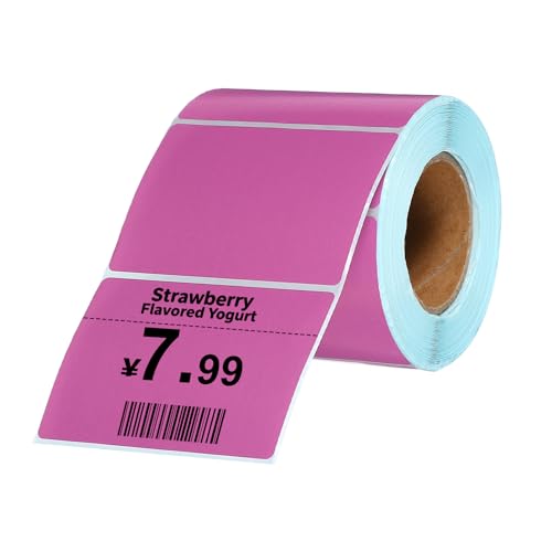 PATIKIL 500 Pcs Thermal Labels, 2x2.76 Inch Thermal Printer Labels Stickers Self Adhesive Tags Rectangle Paper Roll Small for Printer Shipping Label Mailing UPS Barcode Address, Purple - color: Purple, size: 50x70mm