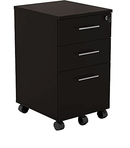 Mayline MNBBFLDC Medina 3-Drawer Lockable Mobile File Cabinet, 26.75"H, Mocha Laminate - color: Mocha, style: 3 Drawers