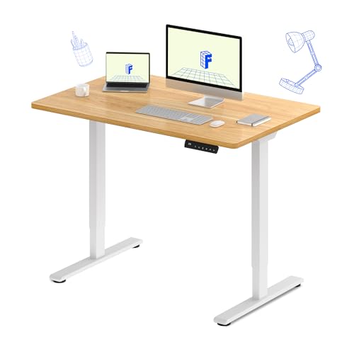 FLEXISPOT E3 Dual Motor Electric Standing Desk 48 x 24 Sit Stand Up Desk, Holds 220 lbs, Adjustable Height w/Memory Presets, One-Piece Maple Desktop & White Frame, Ships in 2 Boxes - color: White Frame + Maple Top, size: 48"x24" Whole-piece