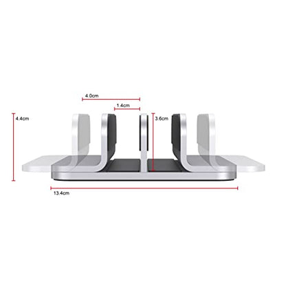 JOKItech Double Aluminum Laptop Vertical Stand Organizer, Sturdy Notebook Computer Holder Stand Compatible with New Liquid Retina XDR Apple MacBook Air/Pro/Neo, Mac mini, Apple TV & iPad Pro - Silver - color: Silver