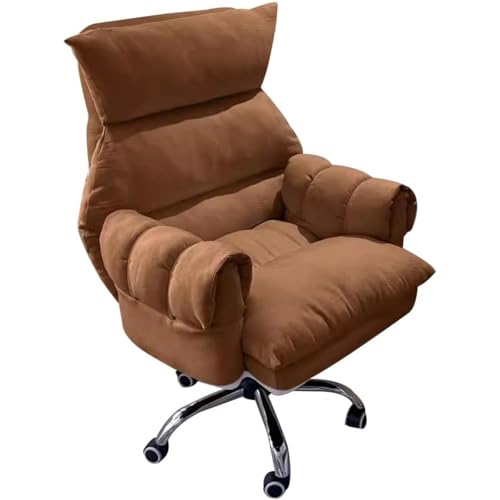 Executive Office Chair with Wheels, Swivel Computer Recliner, Padded Seat & Arms, Adjustable Height, Ergonomic Desk Chair for Home Office, Study & Conference,Coffee-Without - color: Coffee, size: Without