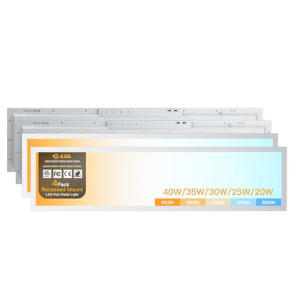 1x4 LED Flat Panel Light,Selectable 5CCT,0-10V Dimmable,5200LM,4Pack - size: 1x4FT-4pack